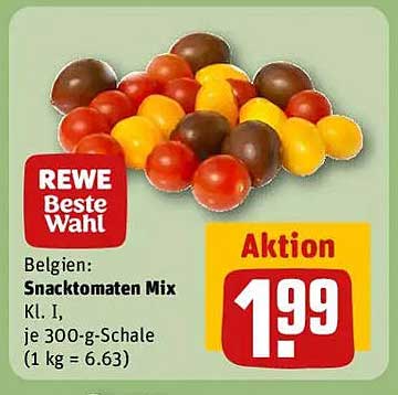 REWE Snacktomaten Mix Kl. I, je 300-g-Schale