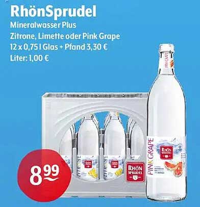 RhönSprudel Mineralwasser Plus Zitrone, Limette oder Pink Grape