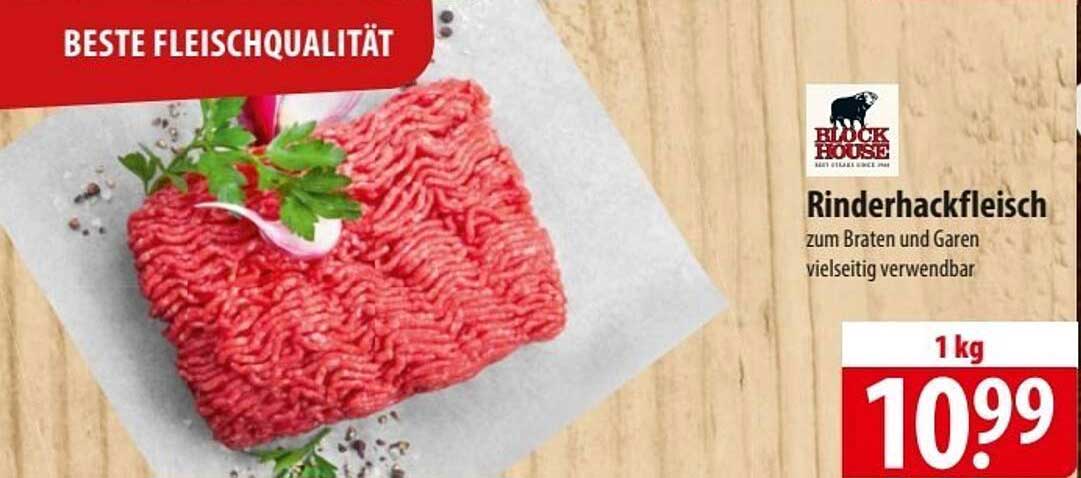 Rinderhackfleisch von Block House, 1 kg, zum Braten und Garen, vielfältig verwendbar