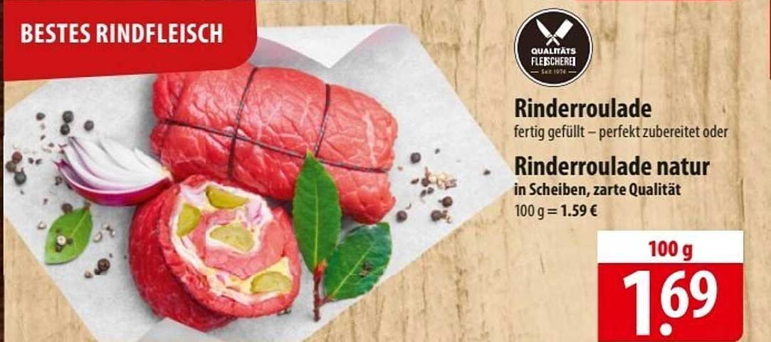 Rinderroulade fertig gefüllt – perfekt zubereitet oder natur in Scheiben, zarte Qualität