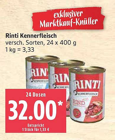 Rinti Kennerfleisch, verschiedene Sorten, 24 x 400 g - exklusiver Marktkauf-Knüller