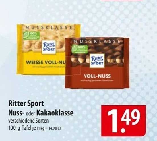 Ritter Sport Nuss- oder Kakaoklasse 100-g-Tafel