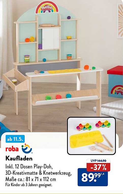 roba Kaufladen inkl. 12 Dosen Play-Doh & 3D-Kreativmatte