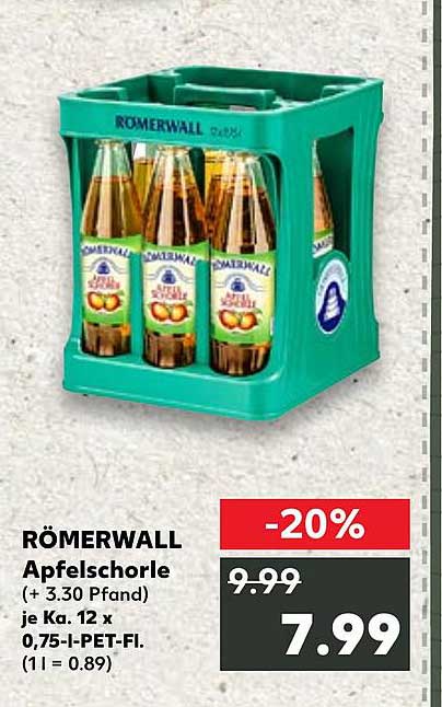 RÖMERWALL Apfelschorle 12 x 0,75 l - Jetzt 20% günstiger!