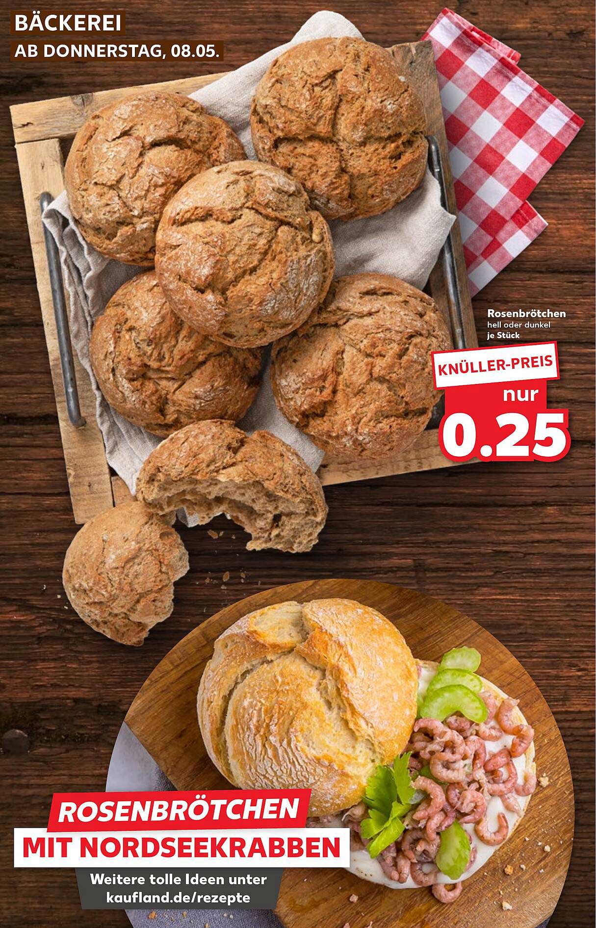 Rosenbrötchen mit Nordseekrabben