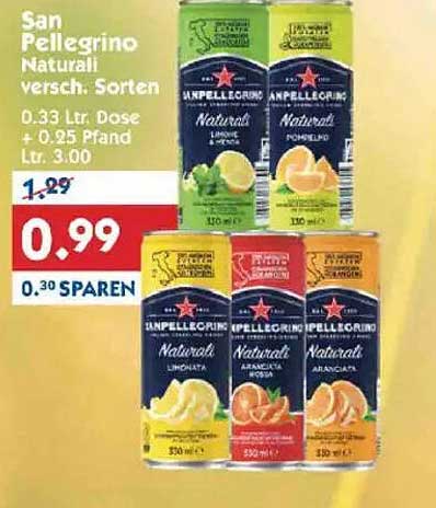 San Pellegrino Naturali, verschiedene Sorten (0.33 Ltr. Dose)