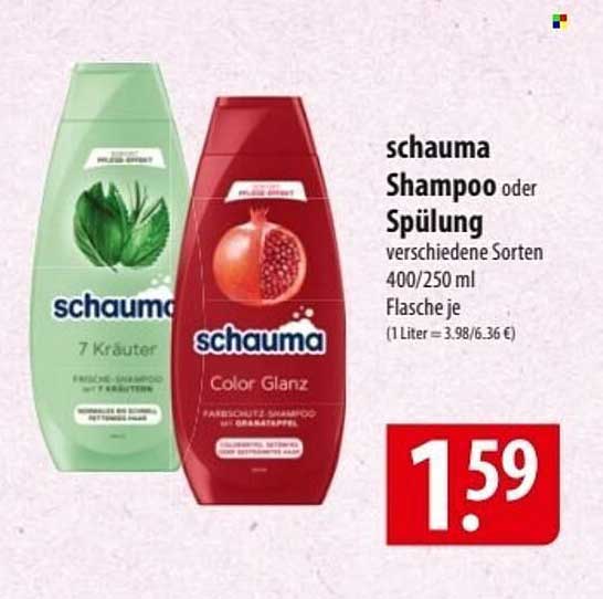 schauma Shampoo oder Spülung verschiedene Sorten 400/250 ml Flasche je