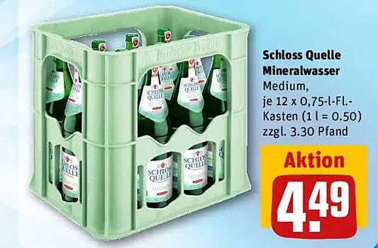 Schloss Quelle Mineralwasser Medium, je 12 x 0,75-l-Fl.