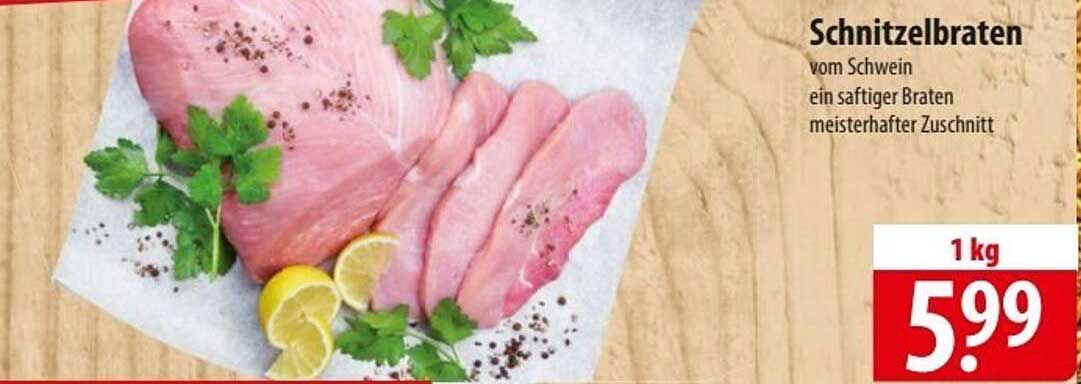 Schnitzelbraten vom Schwein - ein saftiger Braten meisterhafter Zuschnitt