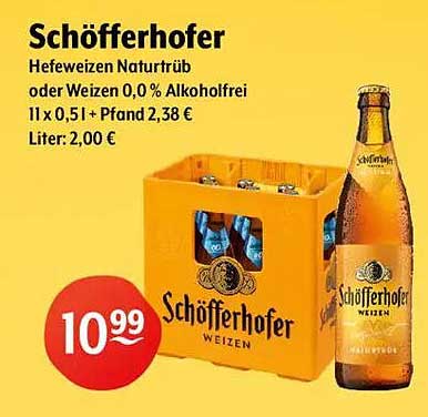 Schöfferhofer Hefeweizen Naturtrüb oder Weizen 0,0 % Alkoholfrei 11 x 0,51 l