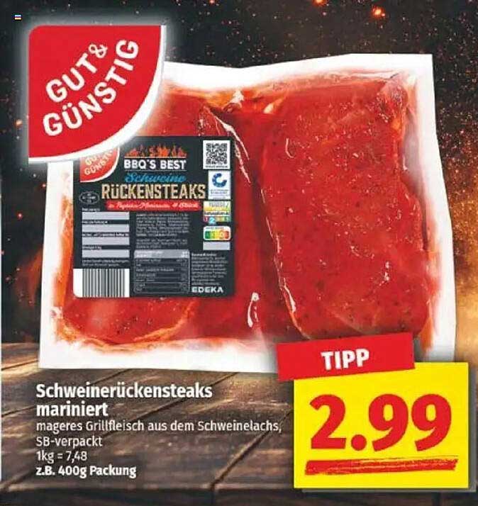 Schweinerückensteaks mariniert