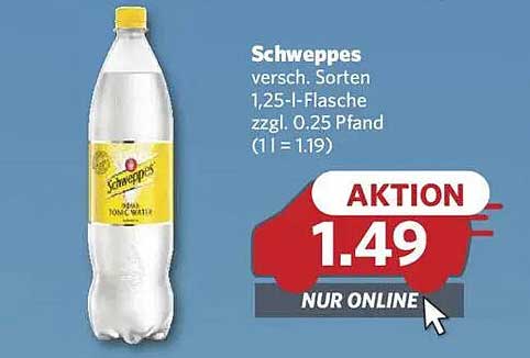 Schweppes Tonic Water 1,25-Liter-Flasche