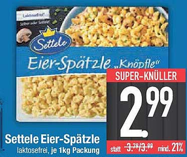 Settele Eier-Spätzle, laktosefrei, je 1kg Packung