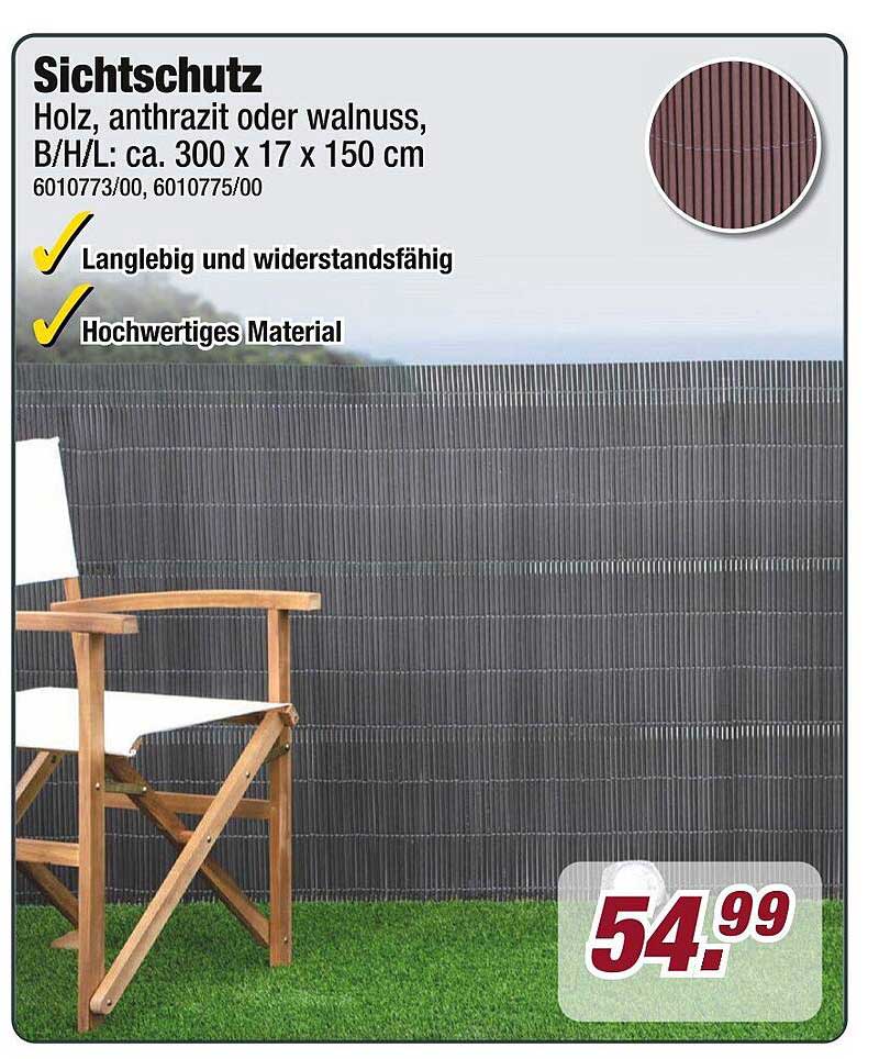 Sichtschutz aus hochwertigem Holz – Anthrazit oder Walnuss