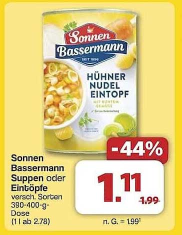 Sonnen Bassermann Hühnermudelsuppe oder Eintopf - jetzt im Angebot!