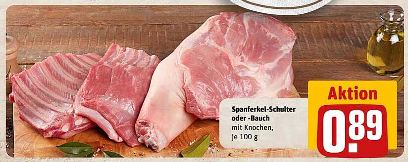 Spanferkel-Schulter oder -Bauch mit Knochen, je 100 g