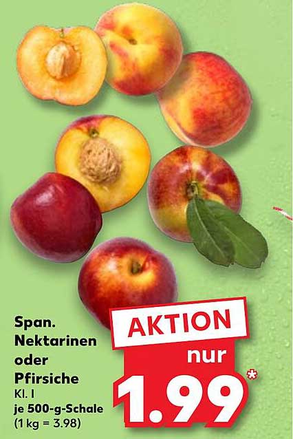 Spanische Nektarinen oder Pfirsiche Kl. I je 500-g-Schale