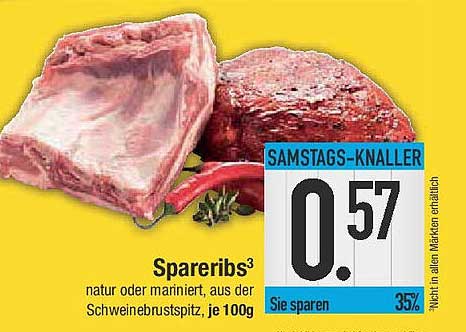 Spareribs natur oder mariniert, aus der Schweinebrustspitze, je 100g