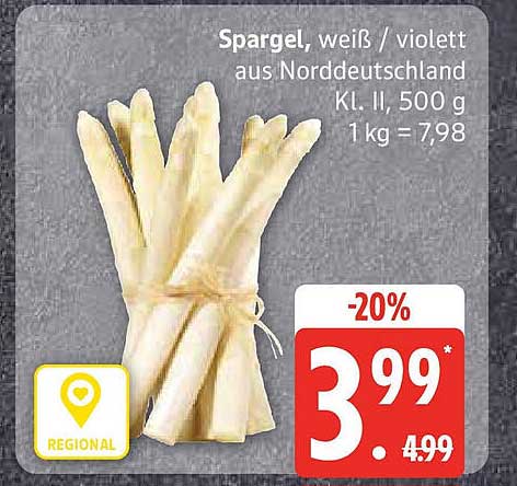 Spargel, weiß / violett aus Norddeutschland, 500 g