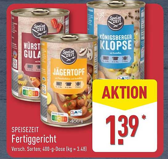 SPEISEZEIT Fertiggericht - Verschiedene Sorten 400-g-Dose