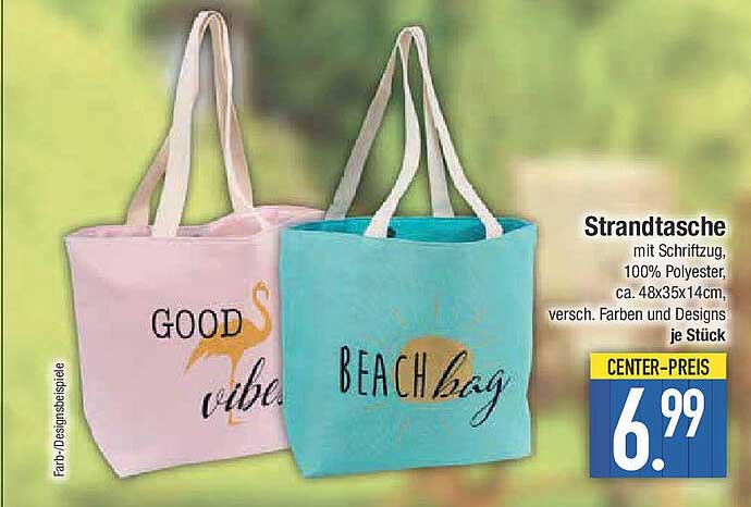 Strandtasche mit Schriftzug, 100% Polyester, verschiedenen Farben und Designs je Stück
