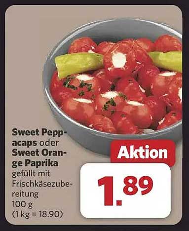Sweet Peppacaps oder Sweet Orange Paprika gefüllt mit Frischkäsezubereitung