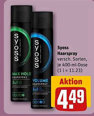 Syoss Haarspray verschiedene Sorten, je 400-ml-Dose (1 l = 11.23)