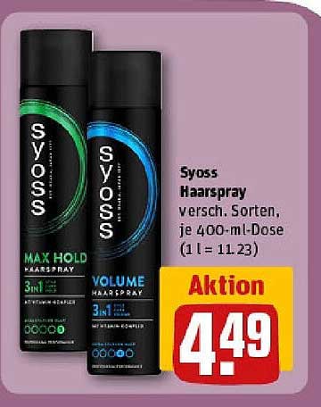 Syoss Haarspray, verschiedene Sorten, je 400-ml-Dose