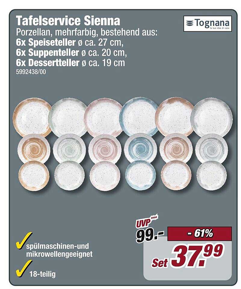 Tafelservice Sienna - 18-teiliges Porzellan-Set