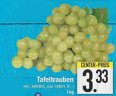 Tafeltrauben hell, kernlos, aus Indien, Kl. I
