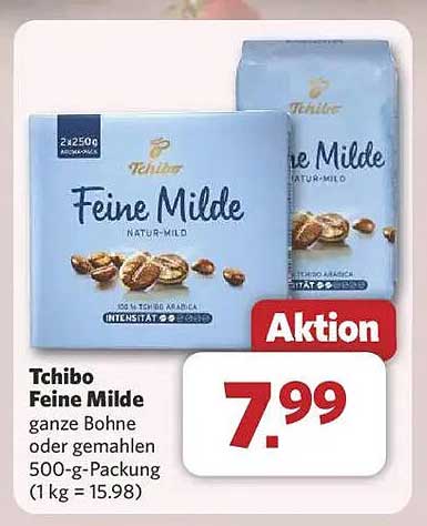 Tchibo Feine Milde ganze Bohne oder gemahlen 500-g-Packung