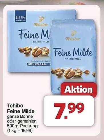 Tchibo Feine Milde Kaffee - ganze Bohne oder gemahlen 500-g-Packung