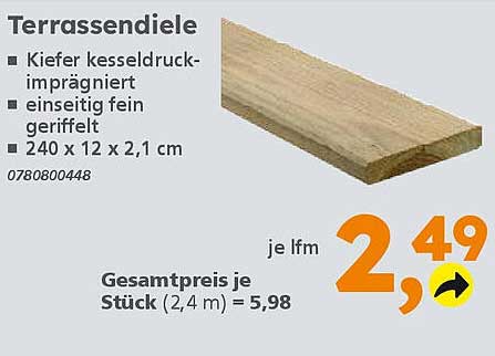 Terrassendiele Kiefer kesseldruckimprägniert