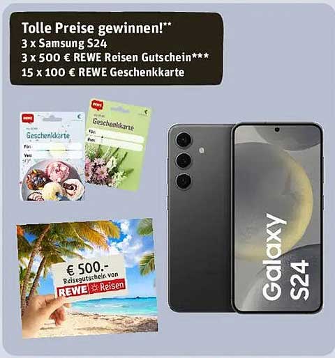 Tolle Preise gewinnen! 3 x Samsung S24 und Gutscheine