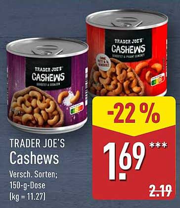 TRADER JOE'S Cashews 150-g-Dose