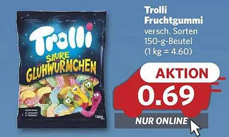 Trolli Fruchtgummi saure Glühwürmchen 150-g-Beutel
