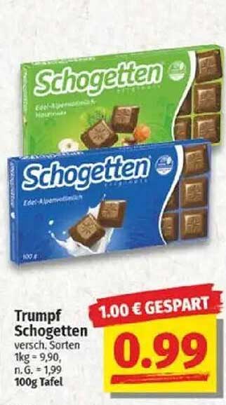 Trumpf Schogetten verschiedene Sorten