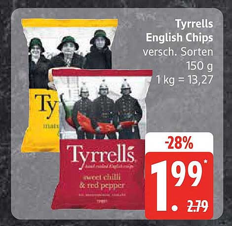 Tyrrells English Chips - Verschiedene Sorten 150 g