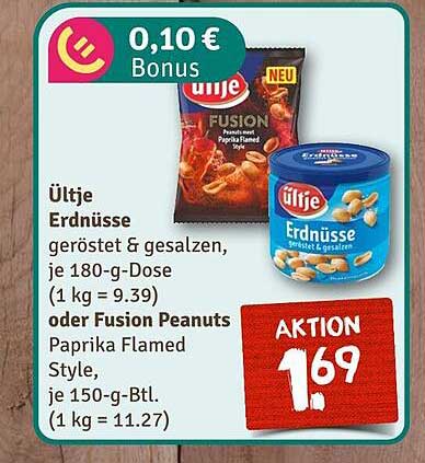 Ültje Erdnüsse geröstet & gesalzen oder Fusion Peanuts Paprika Flamed Style