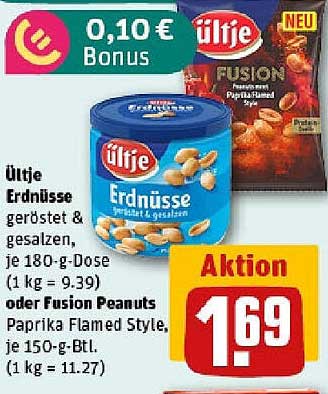 Ültje Erdnüsse geröstet & gesalzen oder Fusion Peanuts Paprika Flamed Style