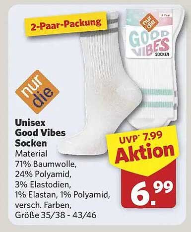 Unisex Good Vibes Socken - 2-Paar-Packung