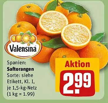 Valensina Saftorangen, 1,5-kg-Netz für nur 2,99 €