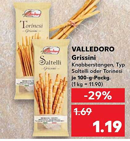 VALLEDORO Grissini Knabberstangen, Typ Saltelli oder Torinesi