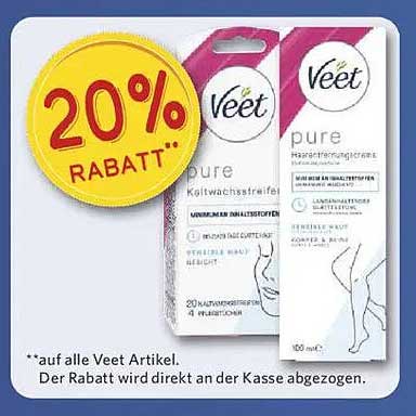 Veet pure Kaltwachsstreifen und Haarentfernungsgel 20% Rabatt