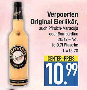 Verpoorten Original Eierlikör, auch Pfirsich-Maracuja oder Bombardino 20/17% Vol.
