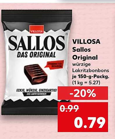 VILLOSA Sallos Original würzige Lakritzbonbons 150-g-Packung