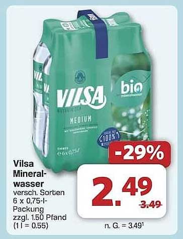 Vilsa Mineralwasser 6 x 0,75 l - Sorten: Medium