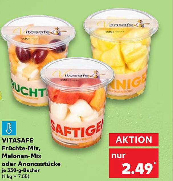VITASAFE Früchte-Mix, Melonen-Mix oder Ananasstücke je 330-g-Becher