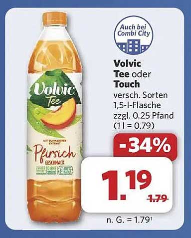 Volvic Tee oder Touch 1,5-Liter-Flasche, verschiedene Sorten