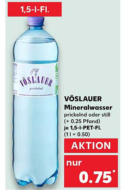 VÖSLAUER Mineralwasser prickelnd oder still 1,5 l